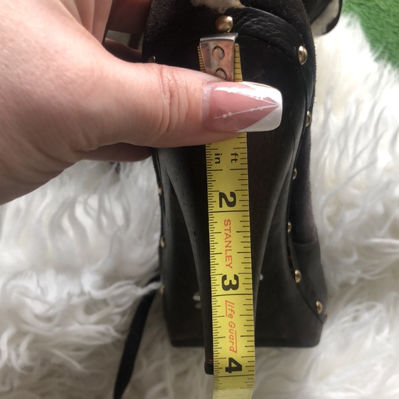 Michael Kors Shearling Fur Leather Studded Platform Clog Boots - Picture 9 of 9